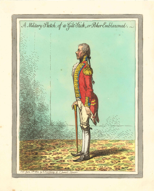A Military Sketch, of a Gilt Stick, or Poker Emblazoned. H.Humphrey, 11 June 1800. JAMES GILLRAY 1756-1815   Andrew Edmunds Prints
