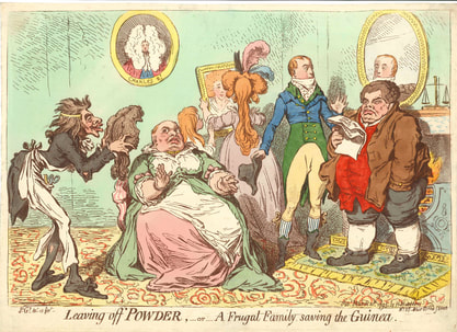 Leaving off POWDER, - or – A Frugal Family saving the Guinea. H.Humphrey, 10 March 1795. JAMES GILLRAY 1756-1815  Andrew Edmunds Prints