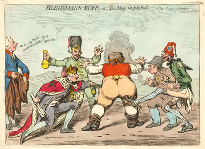 BLINDMANS-BUFF – or – Too Many for John Bull. H.Humphrey, 12 June 1795. JAMES GILLRAY 1756-1815   Andrew Edmunds Prints