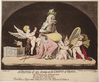 A VESTAL of -93, trying on the CESTUS of VENUS. H.Humphrey, 29 April 1793. JAMES GILLRAY 1756-1815  Andrew Edmunds Prints